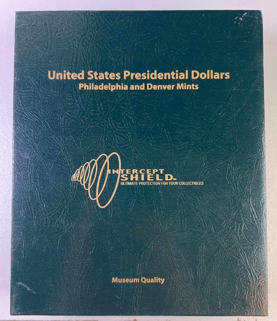Near-Complete United States Presidential Dollar Collection Album, P and D Mint (2007?2014): Intercept Shield museum-quality album containing a near-complete collection of United States Presidential Dollars from the Philadelphia and Denver Mints. Includes business strike examples beginning wi