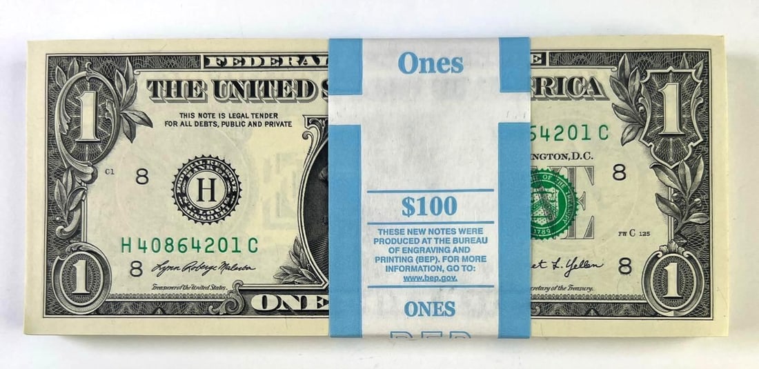 Consecutive Serial Number Strap of 100 Series 2021 US $1 Federal Reserve Notes (1 of 1)