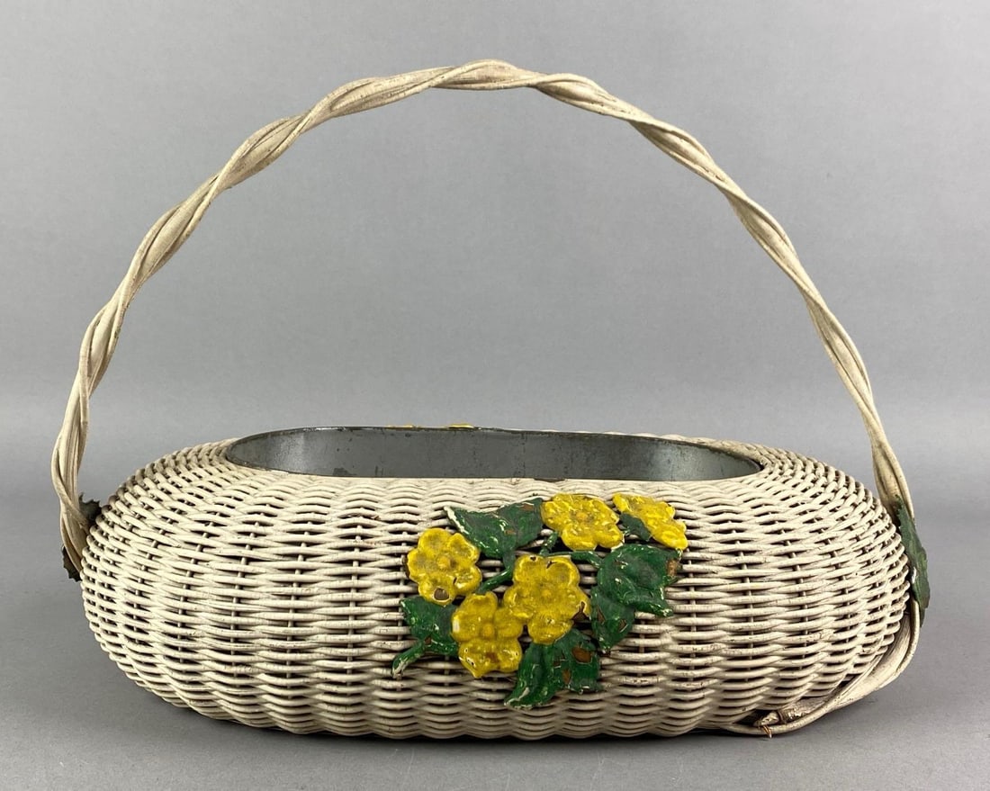 Vintage Wicker and Metal Basket (1 of 4)
