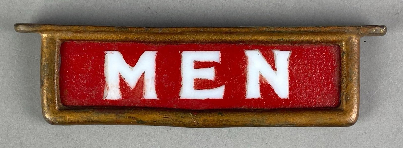 Antique Cast Iron and Glass Mens Bathroom Sign (1 of 2)