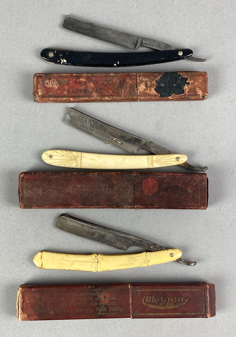 Group of 3 Antique Straight Razors with Cases (1 of 2)