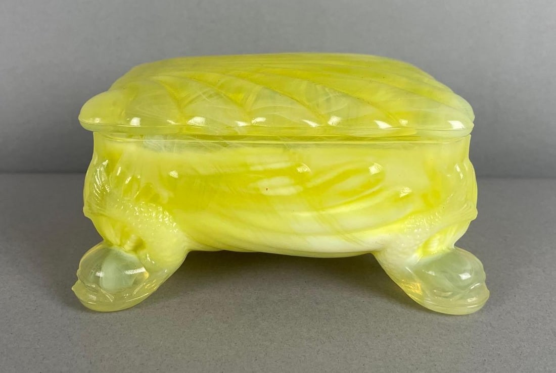 Vintage Banana Cream Slag Glass Caprice Box