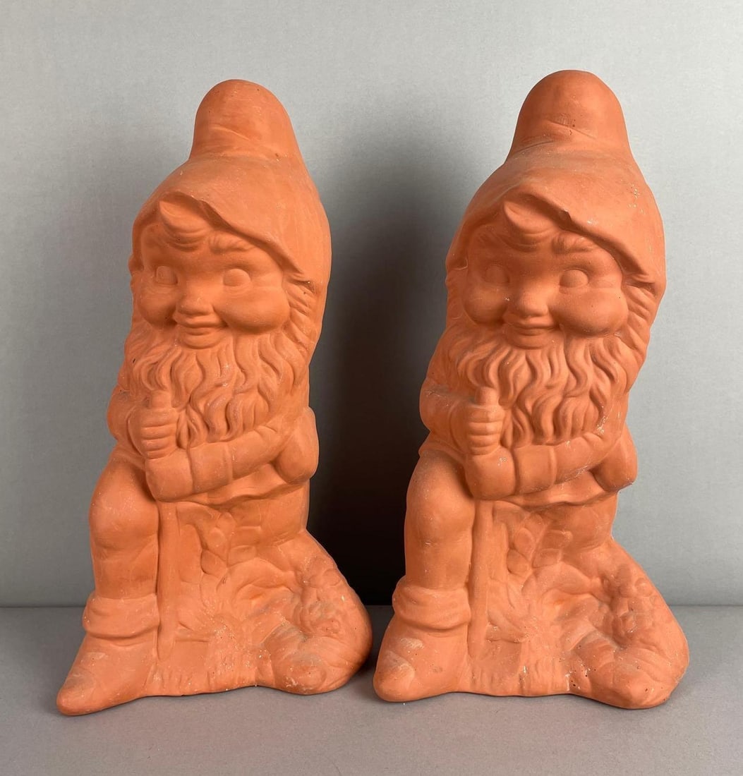 Group of 2 Terracotta Garden Gnomes (1 of 3)