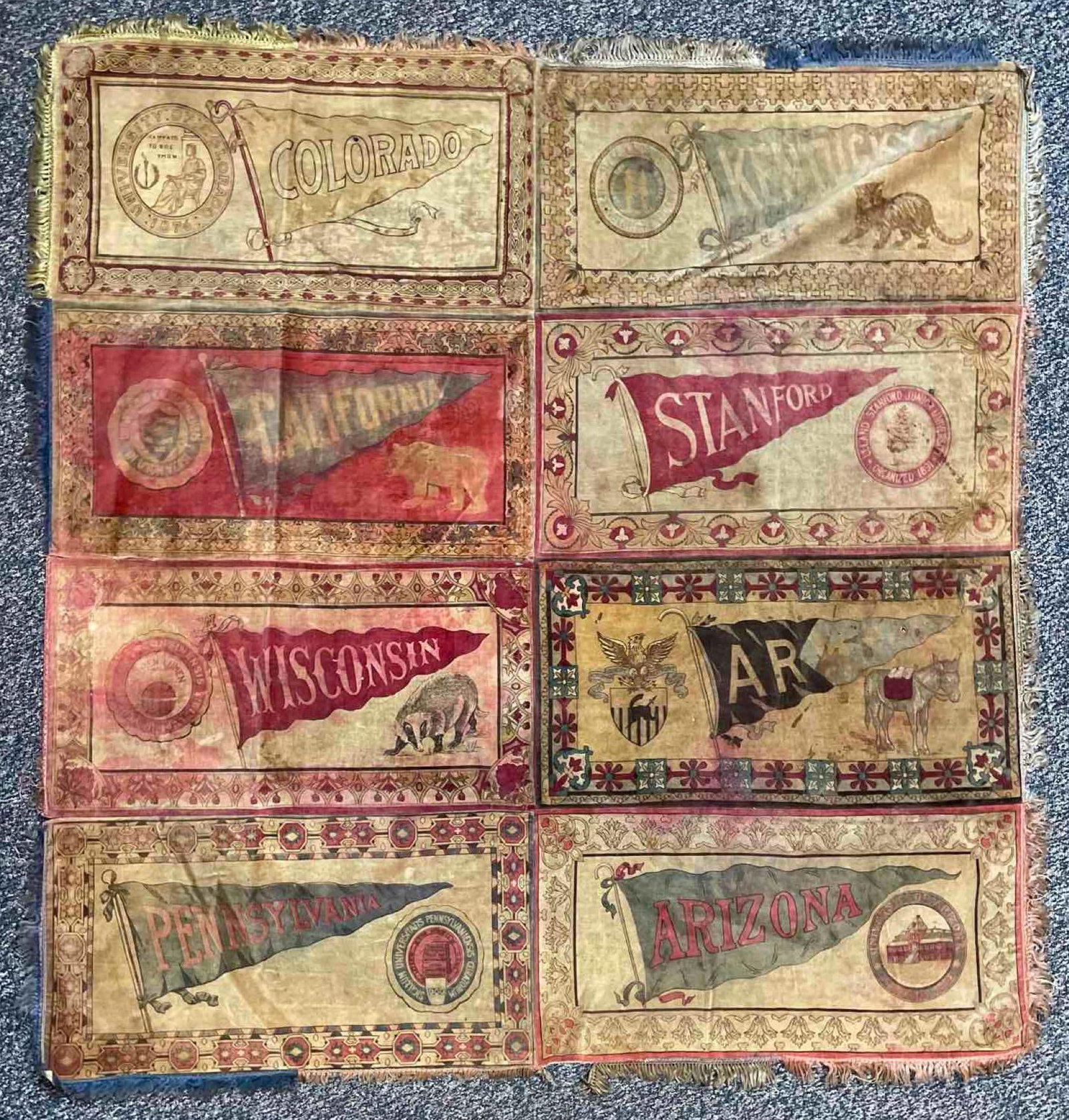 Antique Fatima Cigarettes Collegiate Felt Pennant Rug