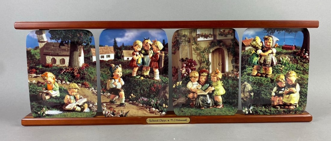 1990 M.J. Hummel School Days Porcelain Plate Display: Measure H 9 1/2 x W 2 x L 26 inches. Like new in original packaging.