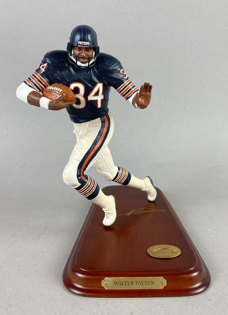 The Danbury Mint All Stars Walter Payton Figure: Measures H 7 x W 5 x L 7 inches.