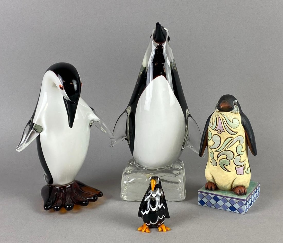 Group of 4 Blown Glass Penguins and More (1 of 2)