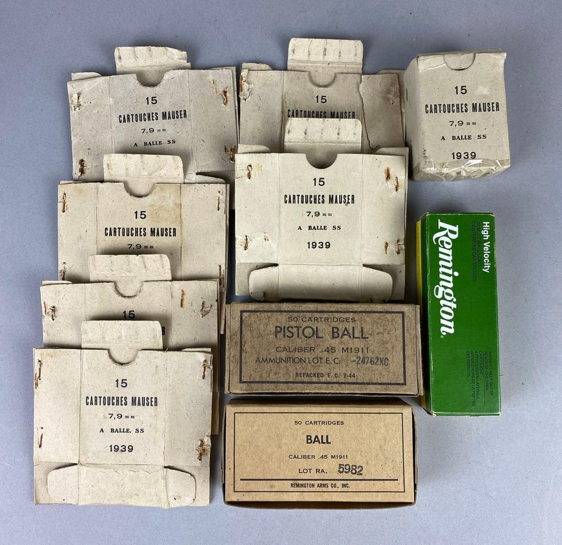 Group of Assorted WW2 Era Ammunition Empty Boxes and More (1 of 3)