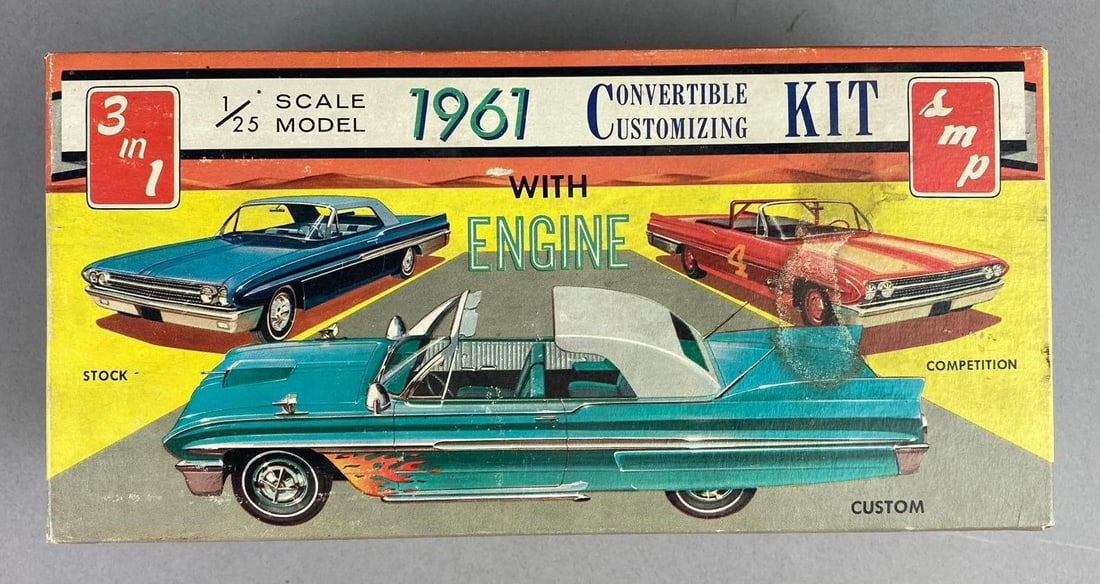 Vintage 1961 AMT 3 in 1 Chevrolet Convertible 1/25 Scale Model Kit (1 of 6)