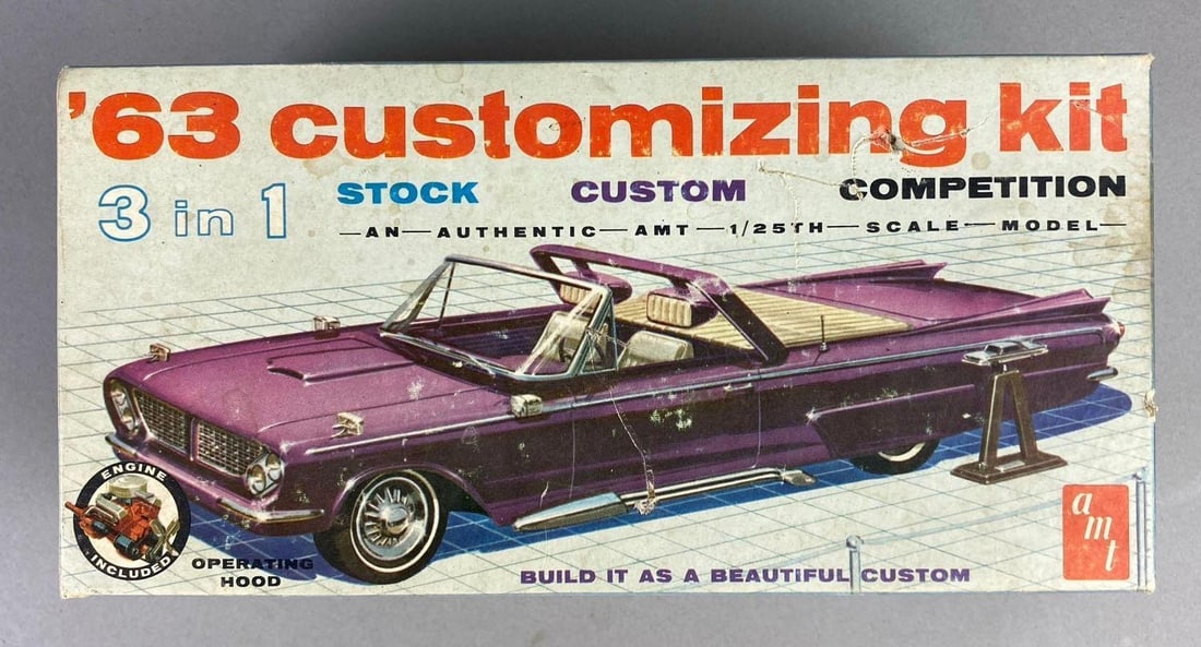 Vintage 1963 AMT 3 in 1 Chevrolet Convertible 1/25 Scale Model Kit (1 of 6)