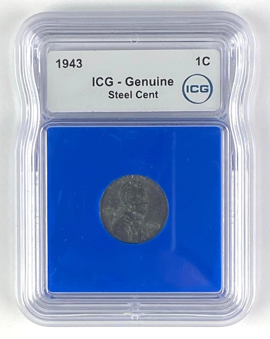 1943 Lincoln Steel Cent ICG Genuine (1 of 2)
