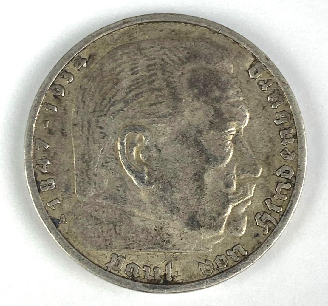 1936 A Germany 2 President Paul von Hindenburg Silver German 5 Mark Coin (1 of 1)