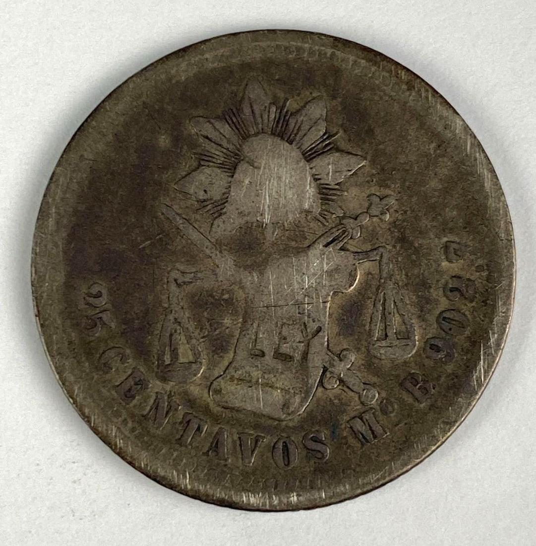 1875 GoB Mexico 25 Centavos Silver Coin (1 of 1)