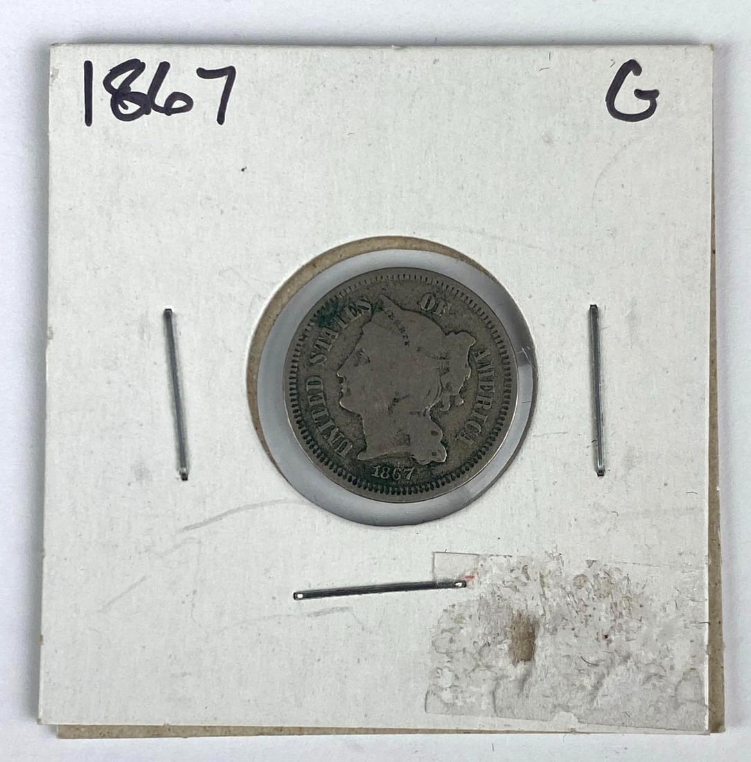 1867 US Three Cent Silver Coin (1 of 4)