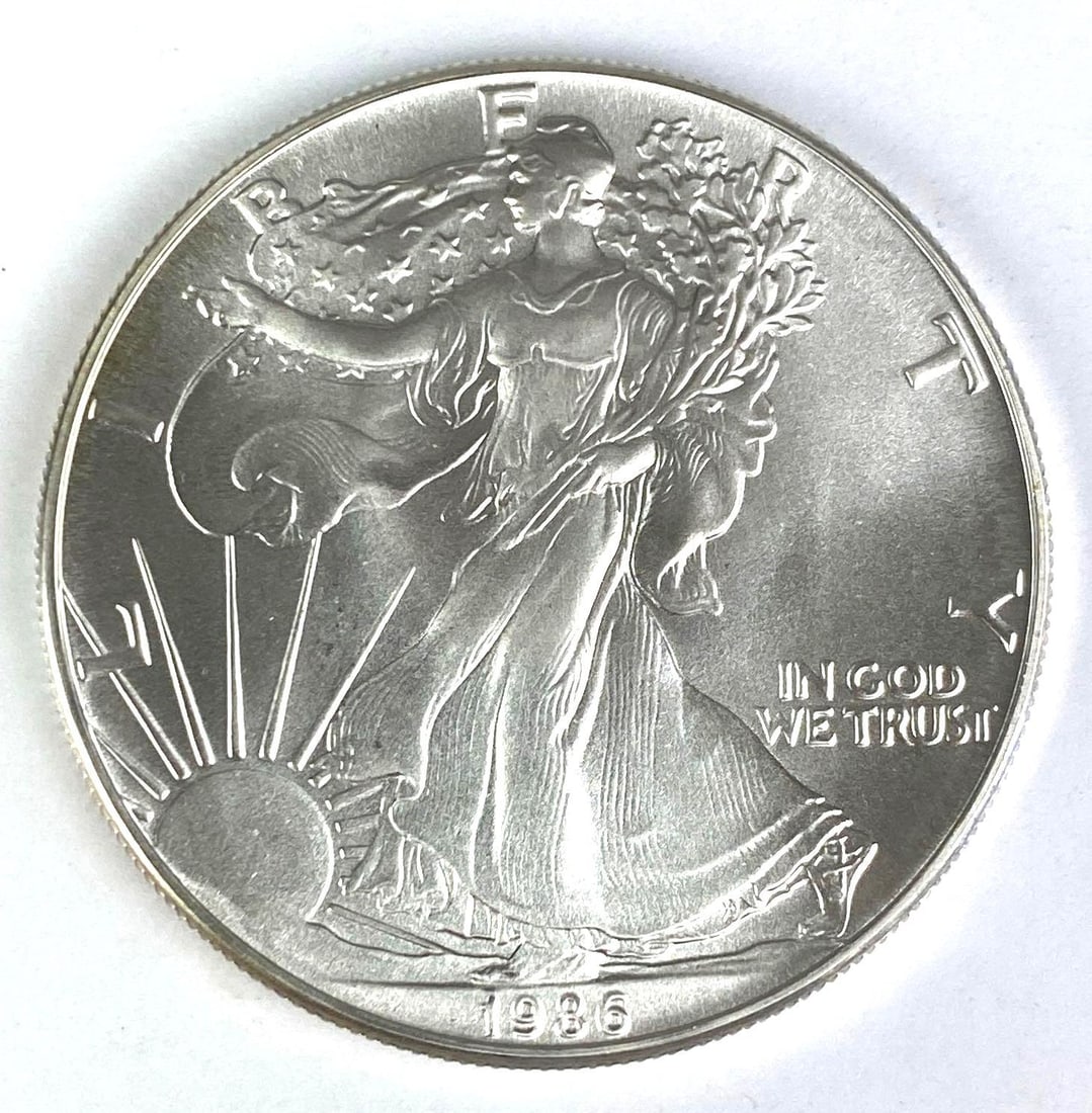 1986 US 1 Oz Fine Silver Eagle Dollar (1 of 2)