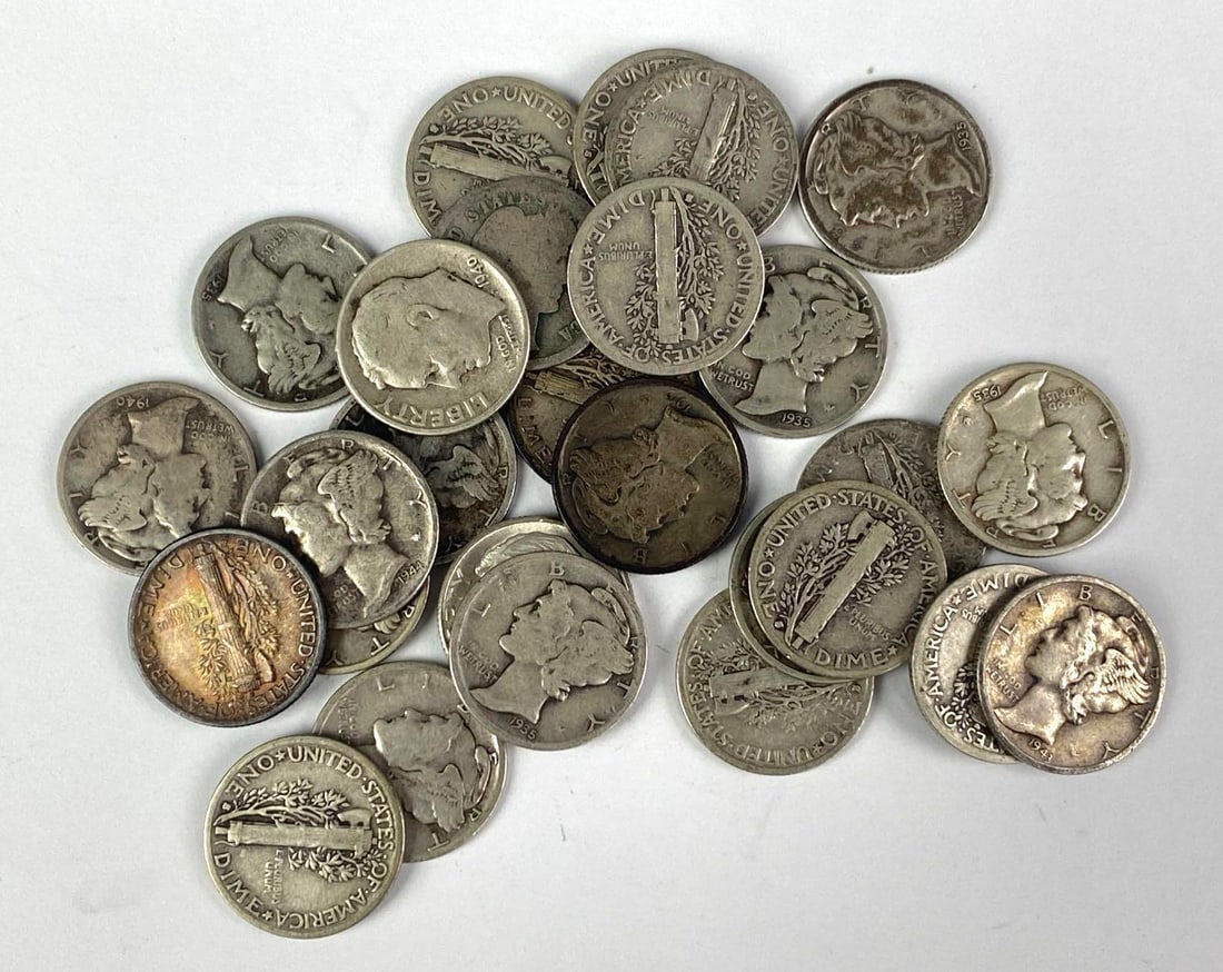 Group of 20+ 1937 US Mercury Silver Dimes (1 of 3)