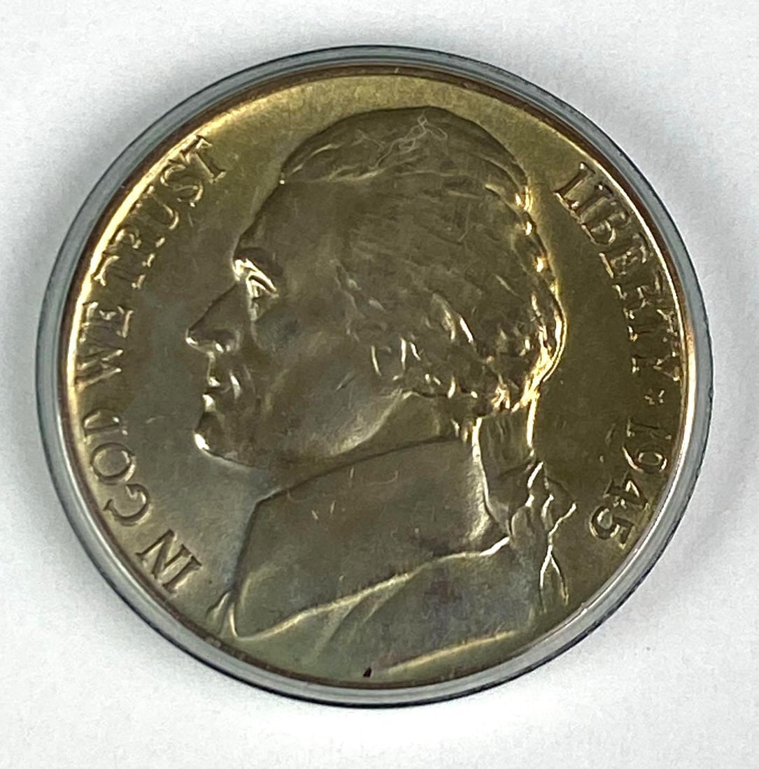 1945 D US Jefferson Silver Nickel: 1945 D US Jefferson Silver Nickel