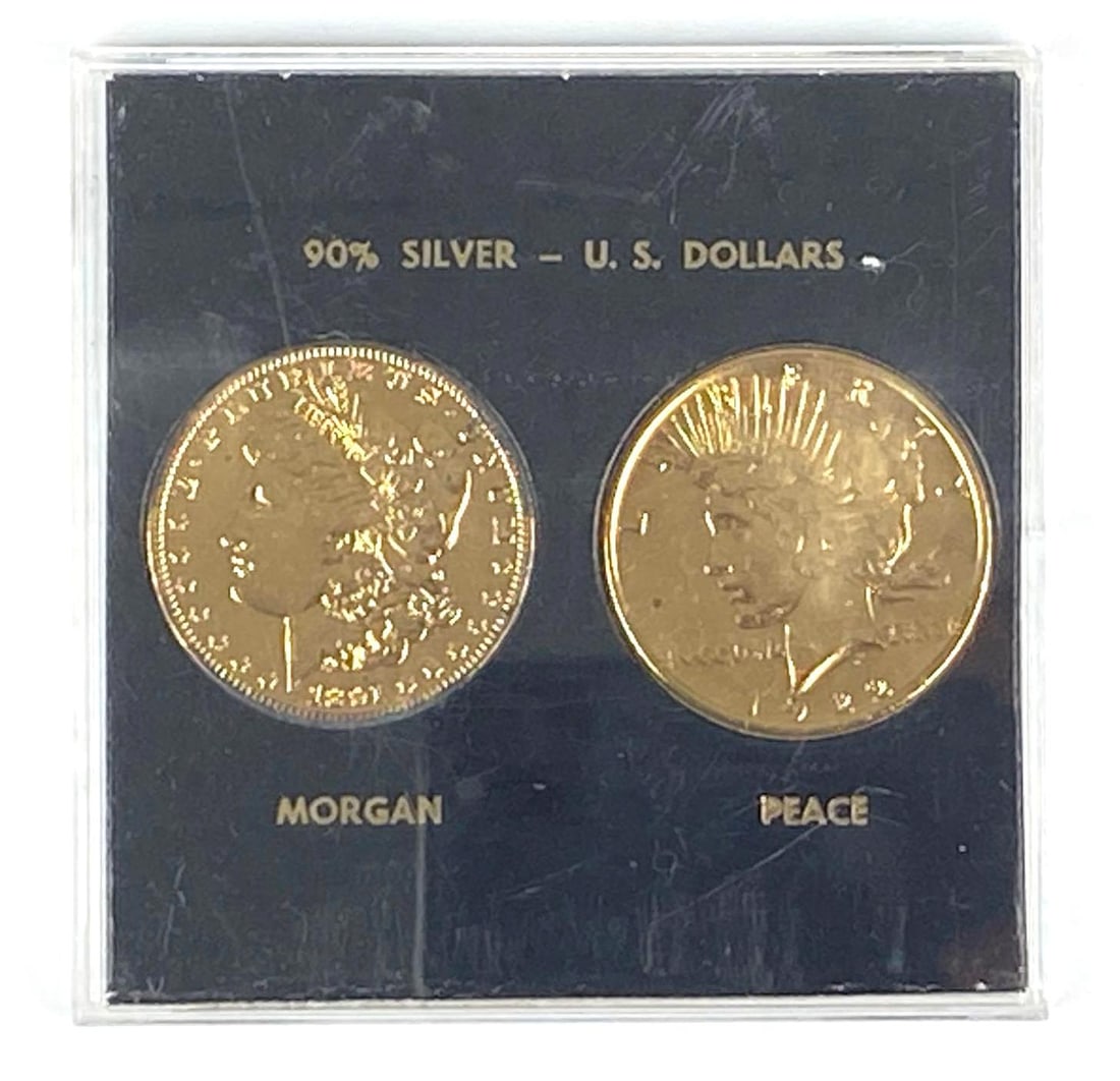 US Morgan and Peace Silver Dollar Set: includes an 1891 morgan silver dollar and 1922 Silver peace dollar