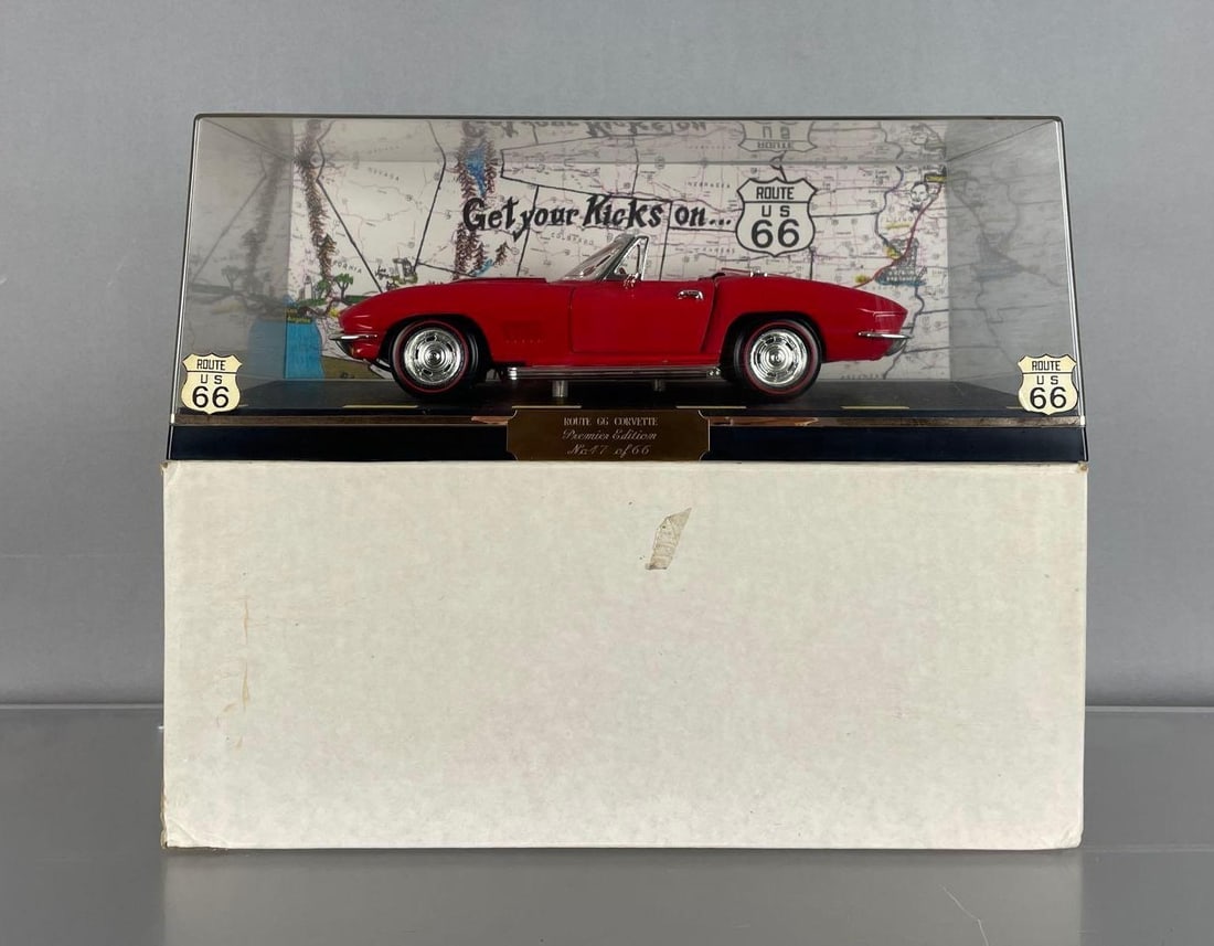 Premier Edition Ertl American Muscle Route 66 Corvette Die-Cast Car: Limited edition no. 47/66 with COA, 1967 corvette l-88 roadster, original box and sealed case