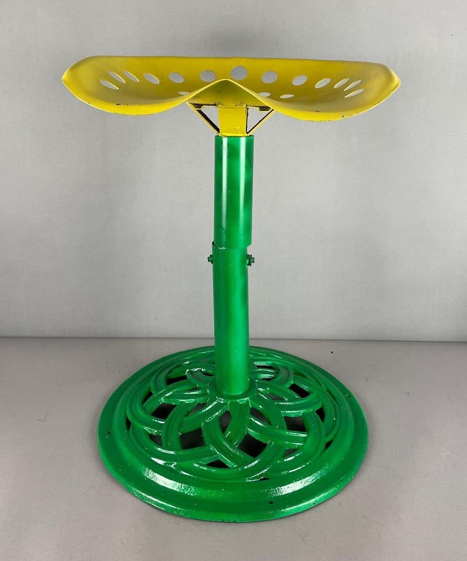 Custom John Deere Tractor Seat Stool: 3rd party shipper or pickup recommended. Measures 23 1/2 inches x 18 inches