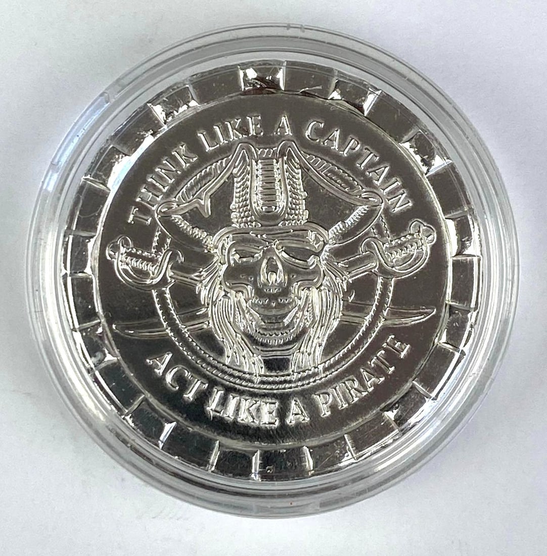 Hayleybug Act Like a Pirate 2 oz .999 Fine Silver Round: Hayleybug Act Like a Pirate 2 oz .999 Fine Silver Round