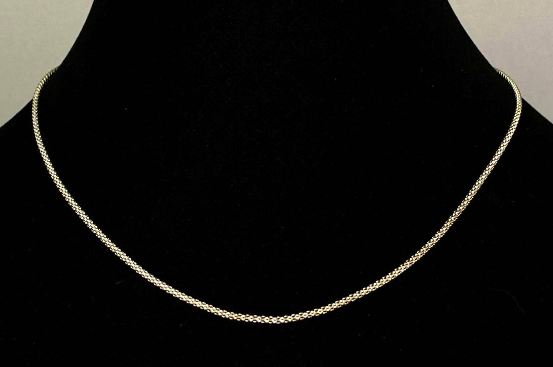 Italian Sterling Silver Popcorn Chain Necklace: Measures 17 inches in length