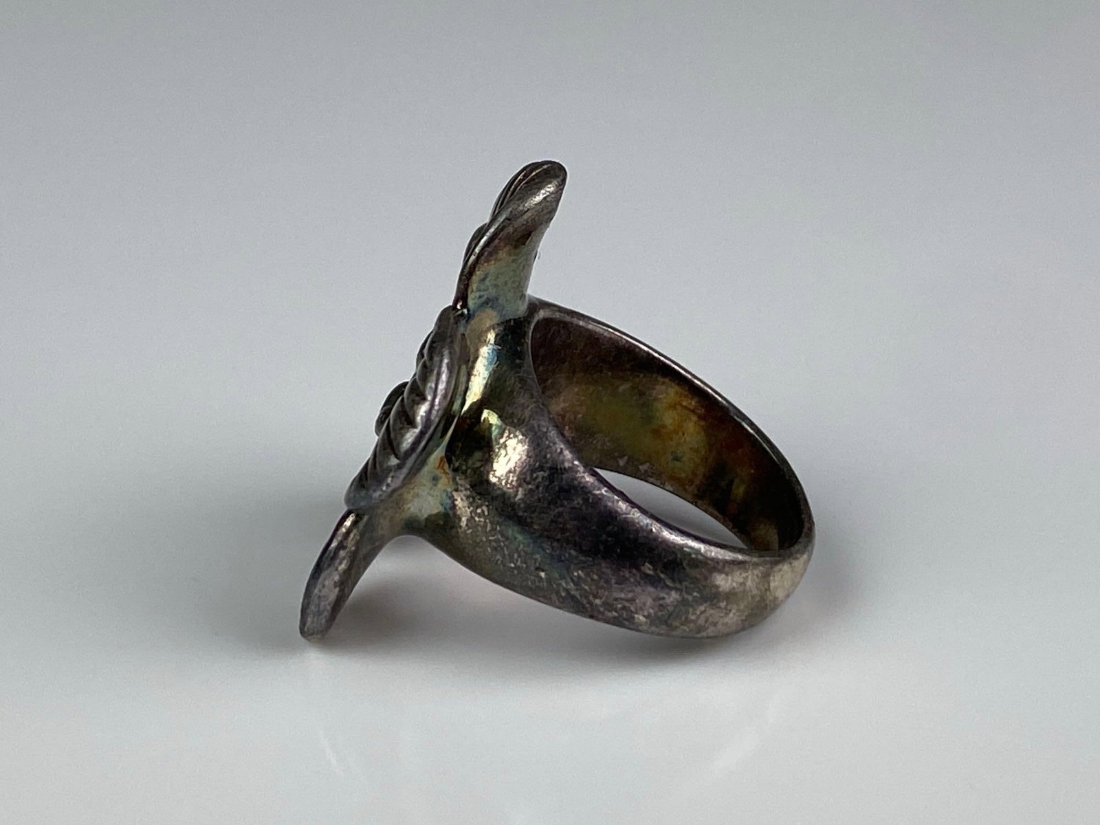 Signed Sterling Silver Flower Ring - 2