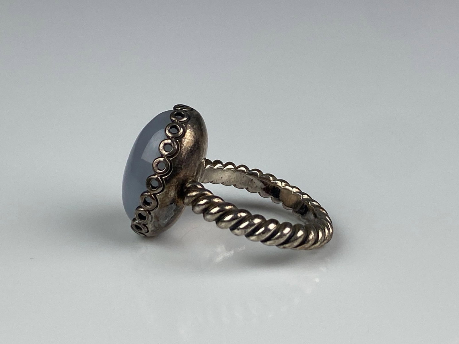 ALE Signed Sterling Silver Blue Chalcedony Ring - 2