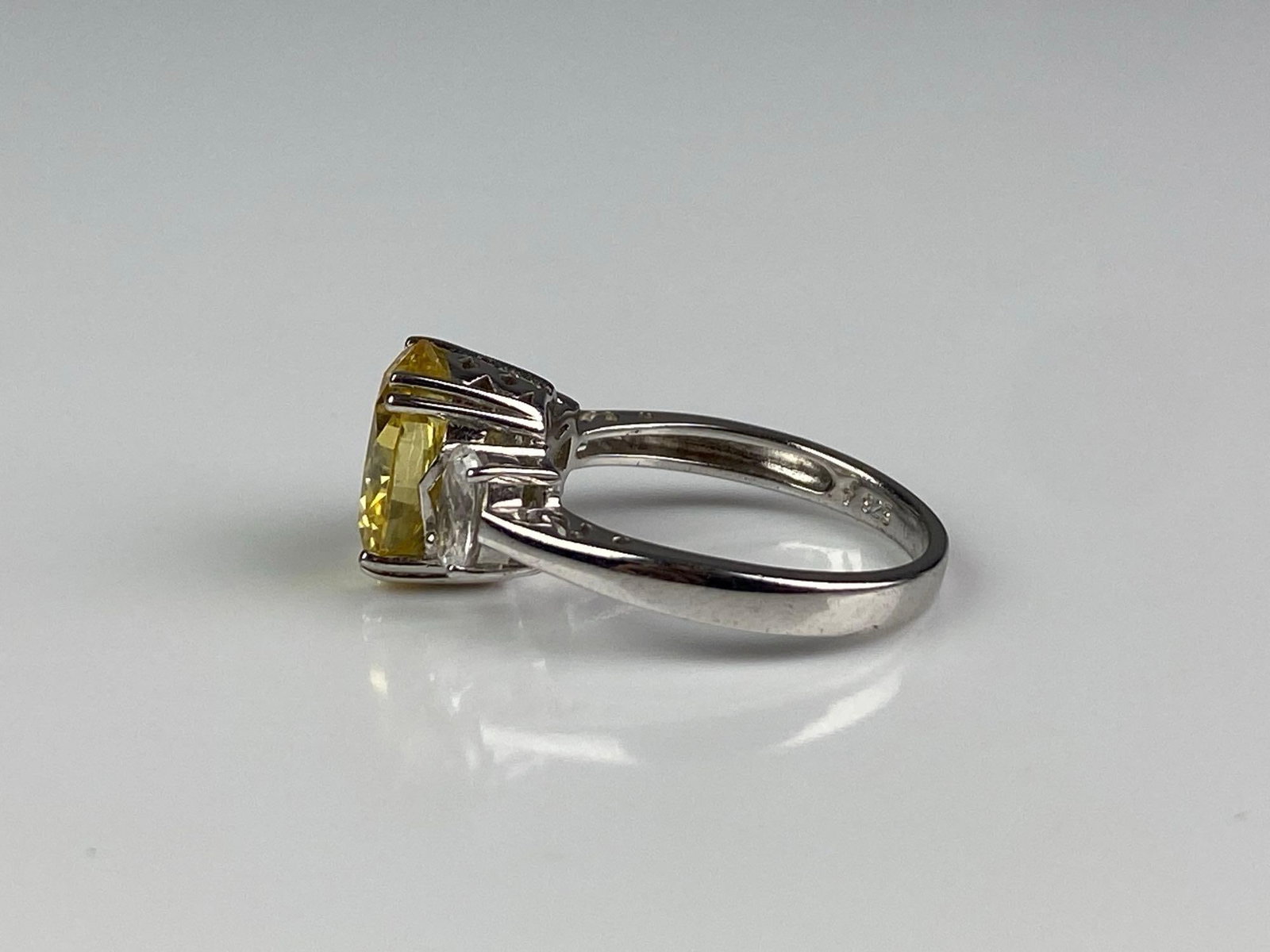 F Signed Sterling Silver CZ Ring - 2