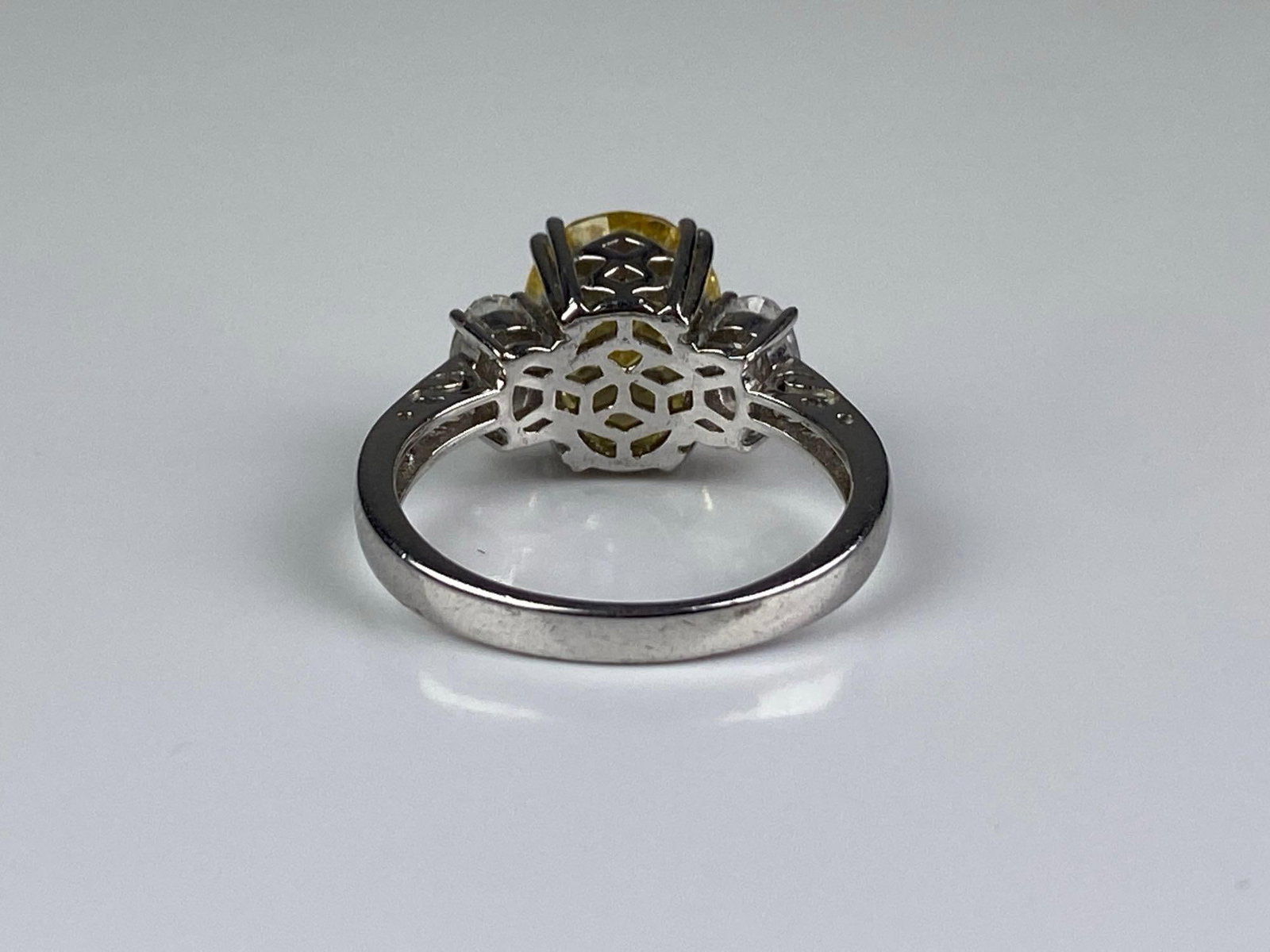 F Signed Sterling Silver CZ Ring - 3