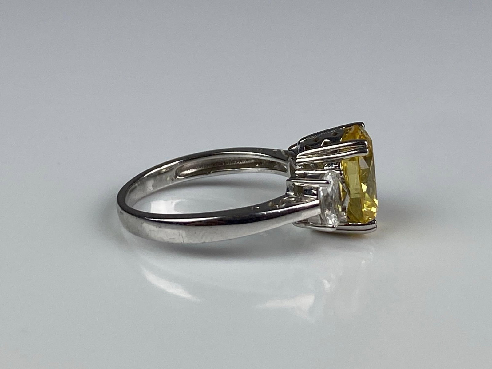 F Signed Sterling Silver CZ Ring - 4