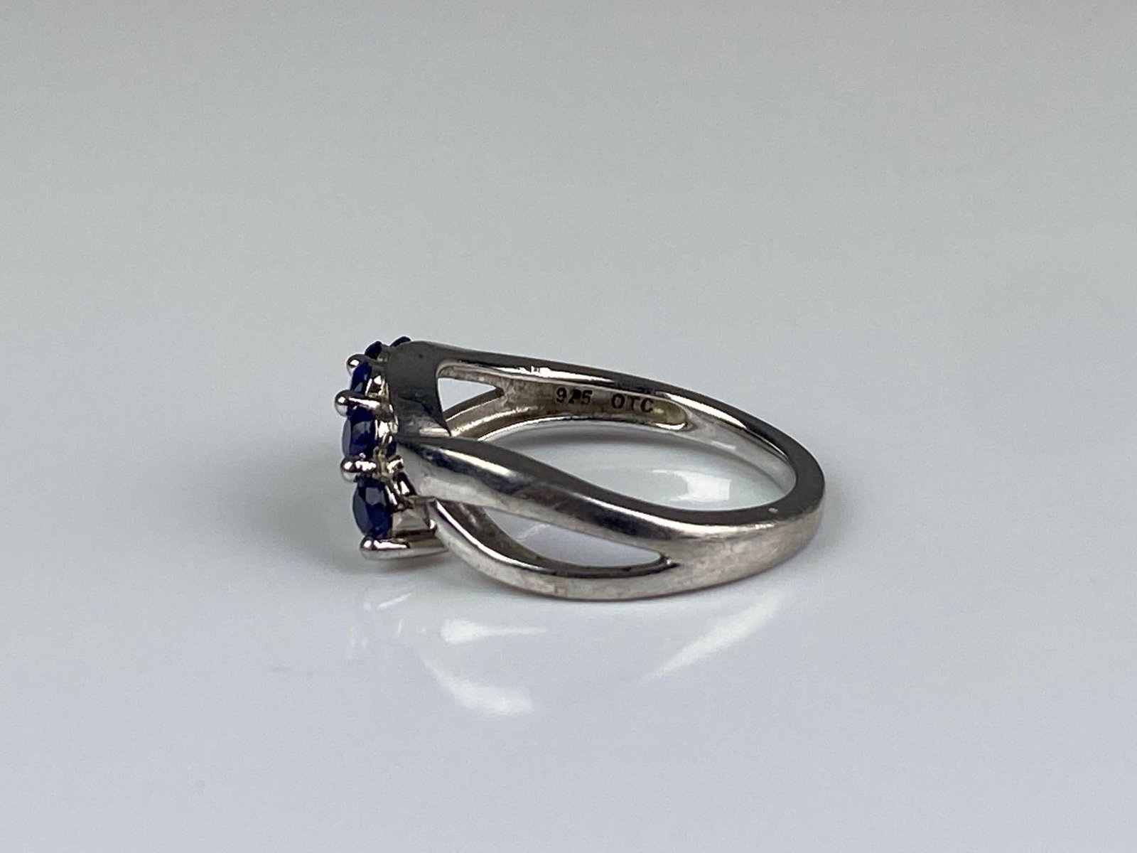 OTC Signed Sterling Silver Sapphire Ring - 2