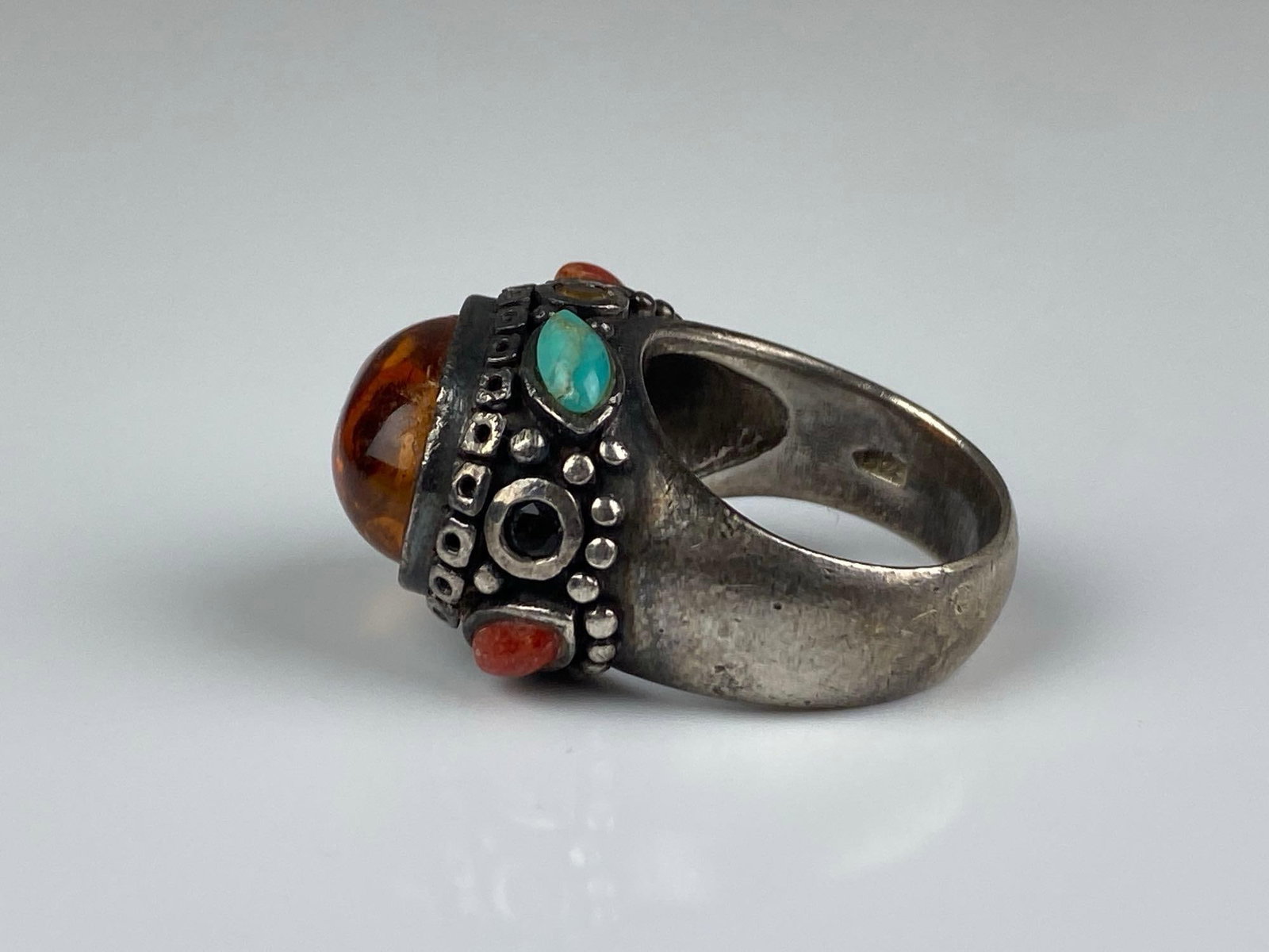 Sterling Silver Multi-Stone Amber Ring - 2