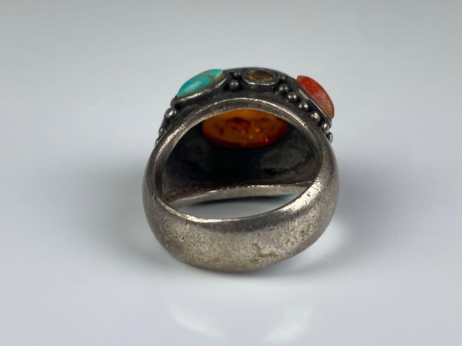 Sterling Silver Multi-Stone Amber Ring - 3