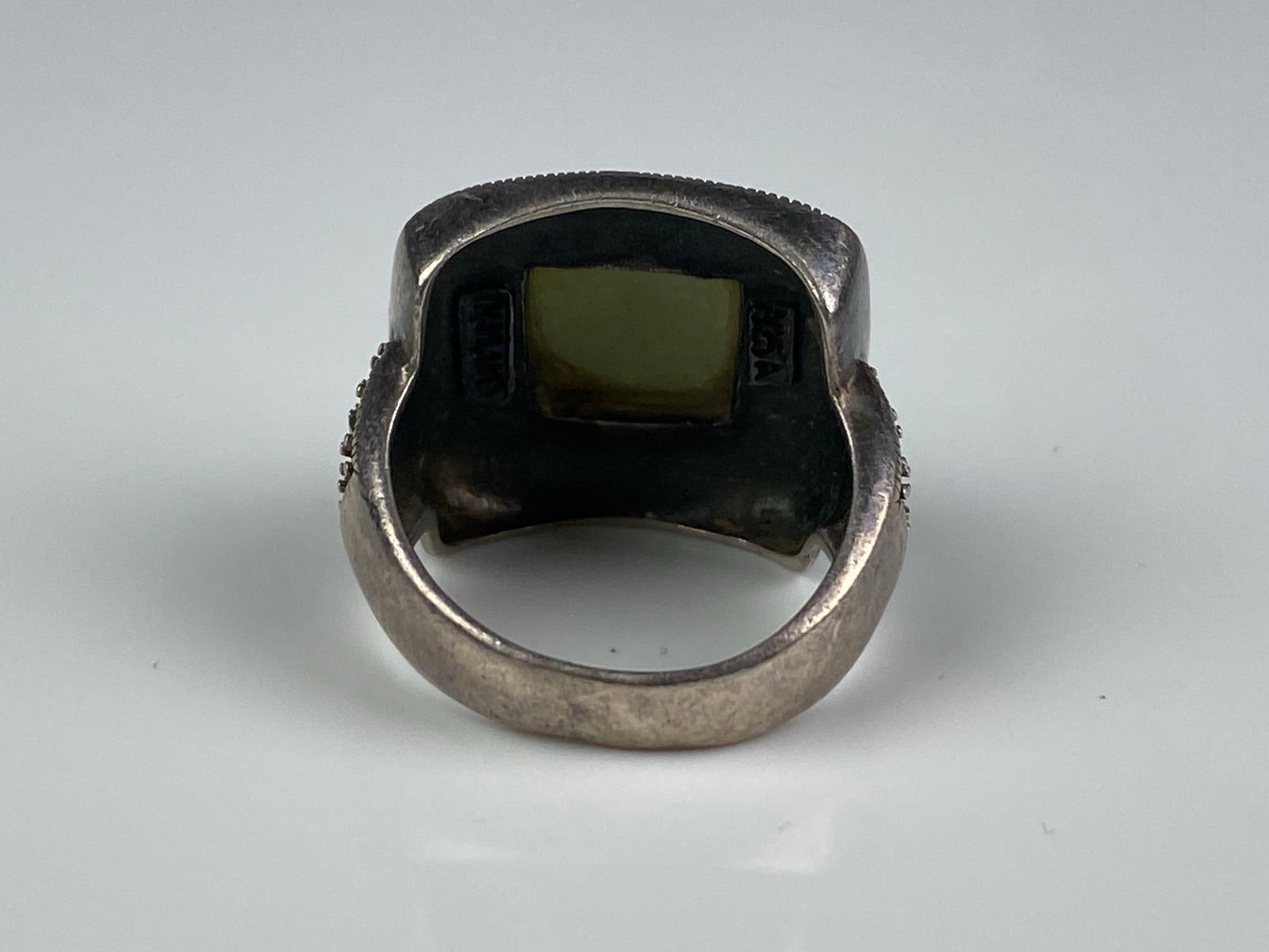 Sterling Silver Jade Marcasite Ring - 3