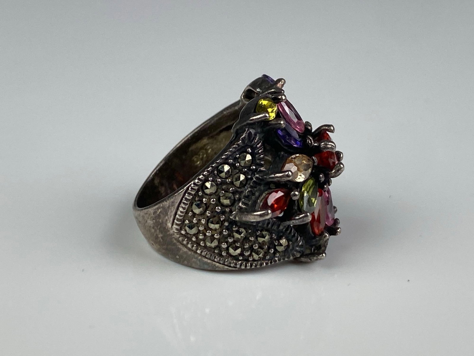 Sterling Silver Multi-Gem Ring - 4