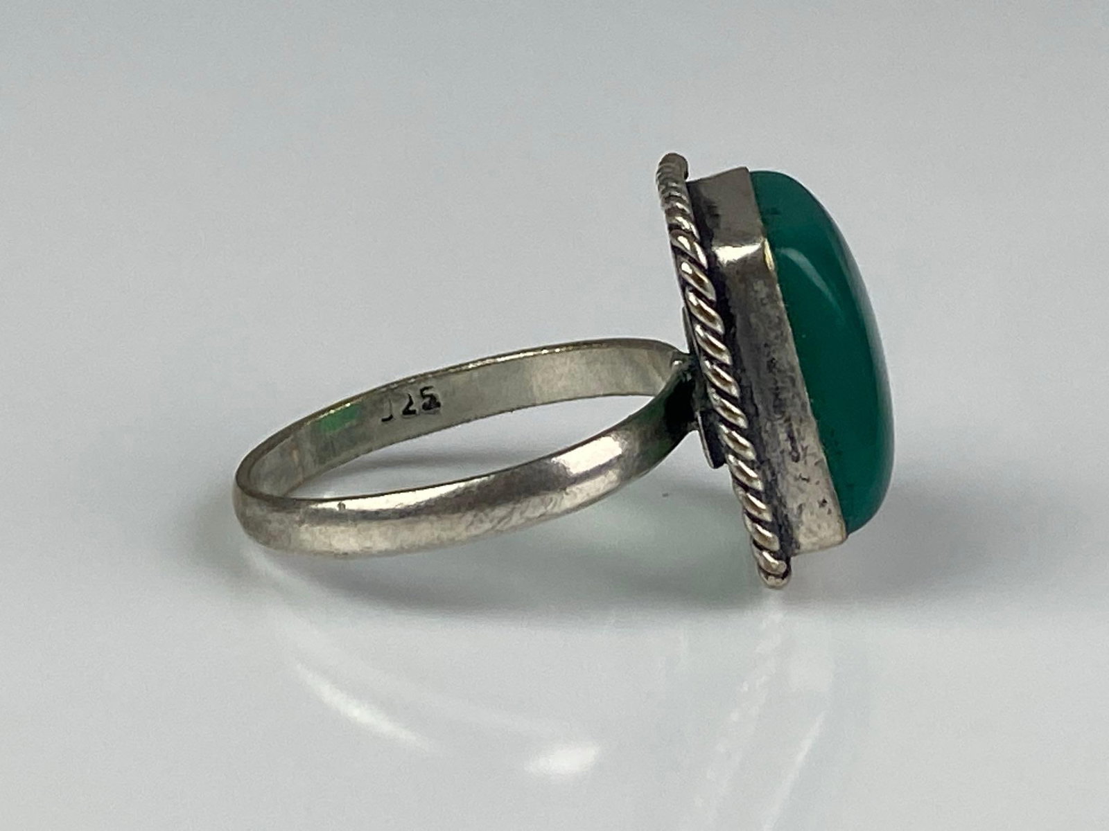 Sterling Silver Green Onyx Ring - 4