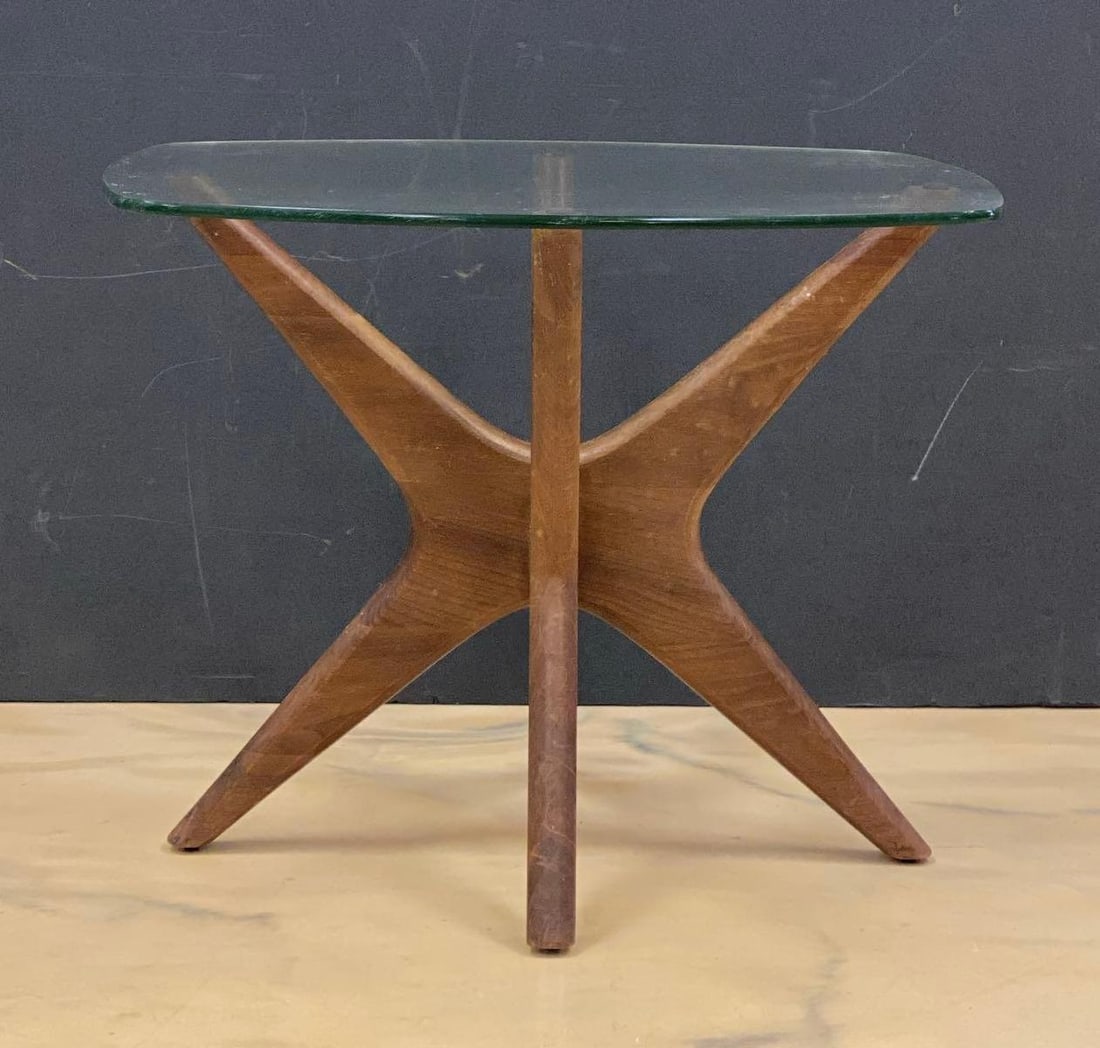 Vintage MCM Adrian Pearsall Jax Wood Side Table: NO IN HOUSE SHIPPING AVAILABLE, THIRD PARTY SHIPPING RECOMMENDED, Mid Century Modern, some scuffs and scratches along feet, measures 19 inches H x 24 inches W x 20 inches D