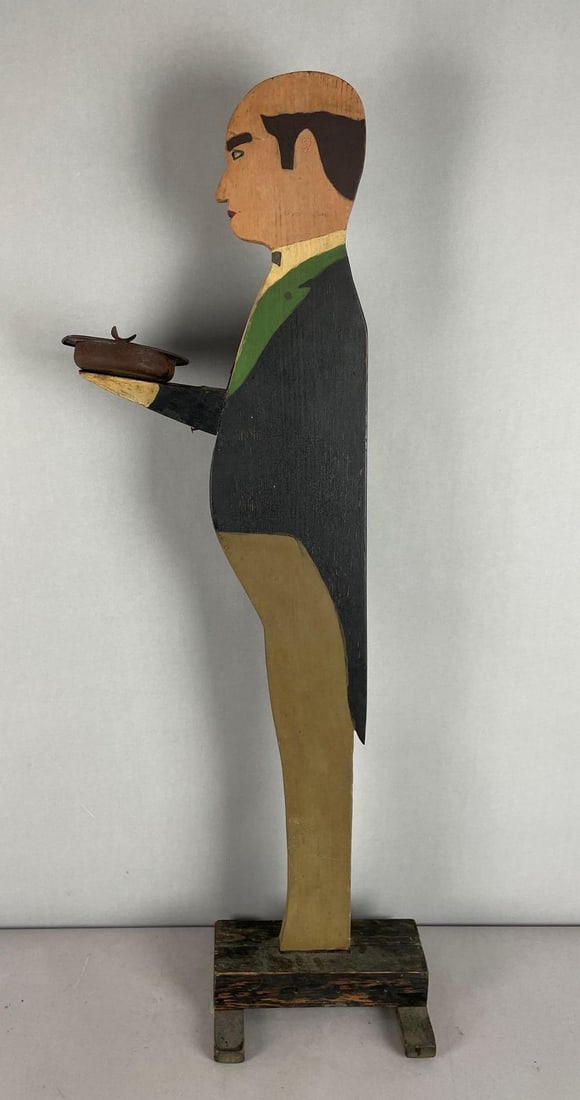 Vintage Wood Silent Butler with Ashtray: Measures 25 14 inches x 13 1/4 inches x 7 inches