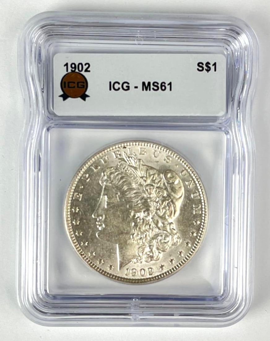 1902 US Morgan Silver Dollar ICG MS61: 1902 US Morgan Silver Dollar ICG MS61