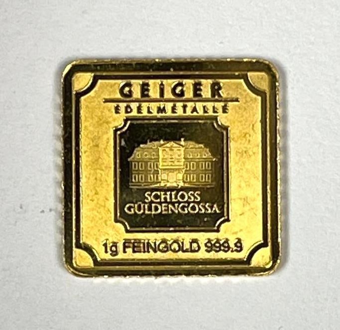 Geiger Edelmetalle Schloss Guldengossa 1 Gram 999.9 Fine Gold Ingot/ Bar: Geiger Edelmetalle Schloss Guldengossa 1 Gram 999.9 Fine Gold Ingot/ Bar
