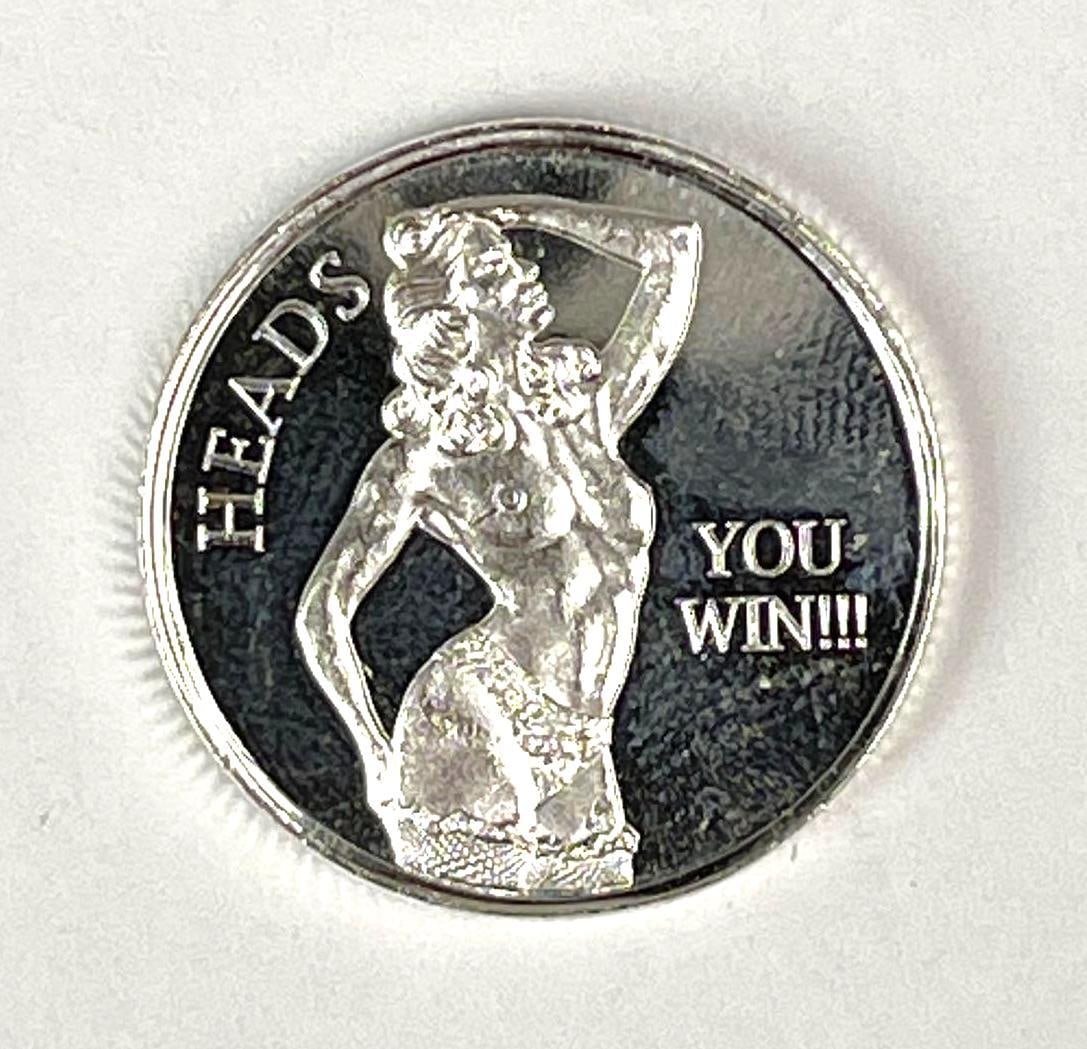 Head or Tails You Win 1/10th oz 999 Fine Silver Round: Head or Tails You Win 1/10th oz 999 Fine Silver Round