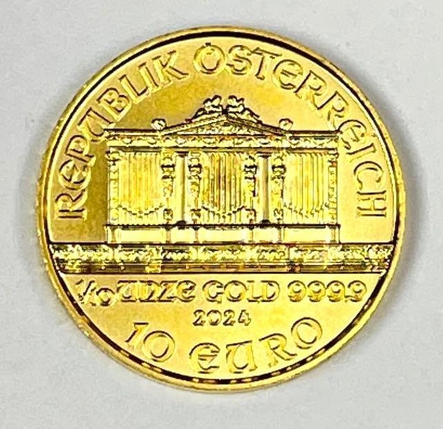 2024 Republik Osterreich 10 Euro Philharmonic 1/10 oz 999.9 Fine Gold Coin: 2024 Republik Osterreich 10 Euro Philharmonic 1/10 oz 999.9 Fine Gold Coin