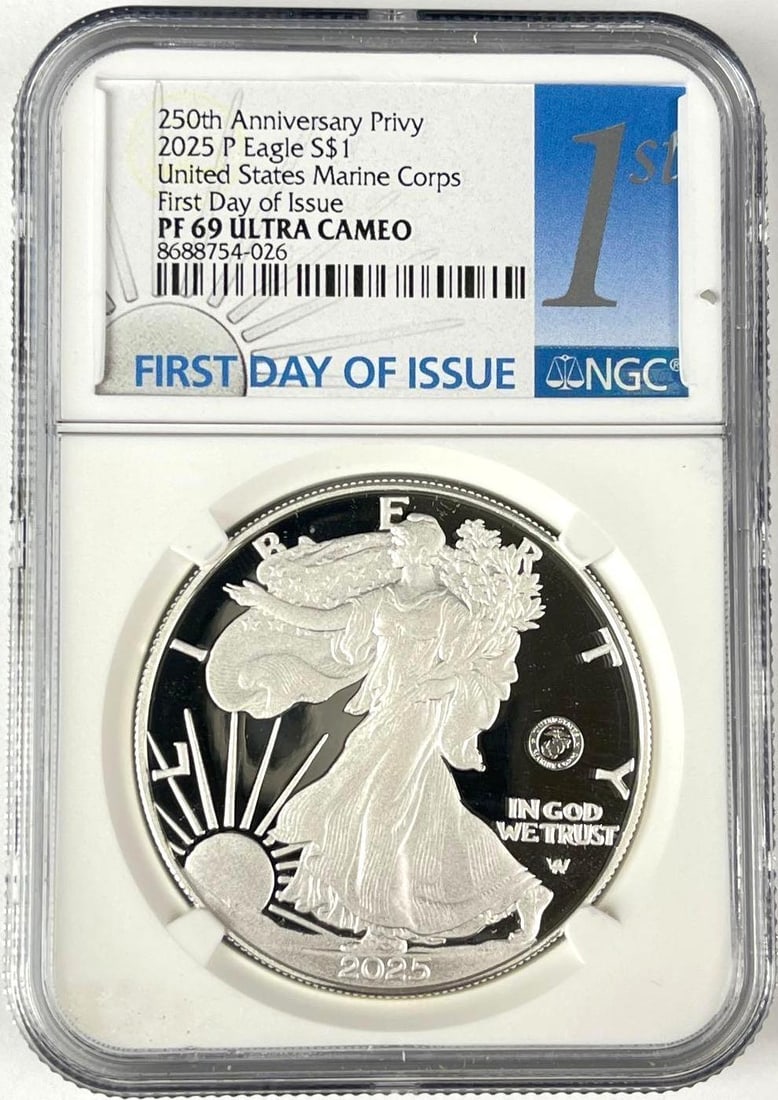 2025 P US $1 American Silver Eagle with 250th Anniversary Privy 1 oz Fine Silver Coin NGC PF69 Ultra (1 of 2)