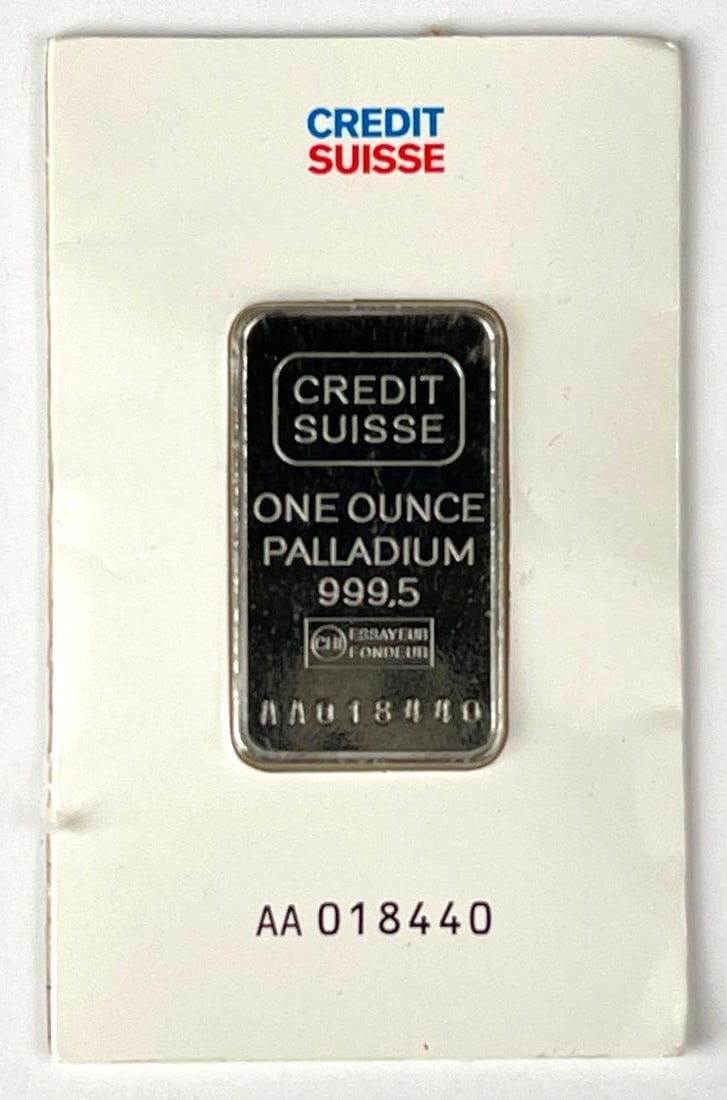 Credit Suisse 1 oz 999.5 Palladium Ingot/ Bar (1 of 2)