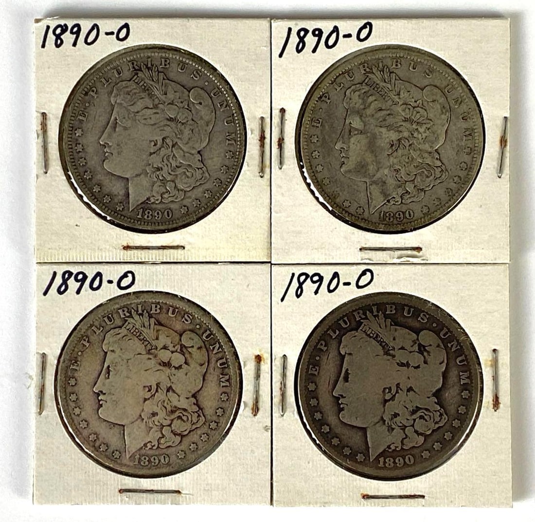 Group of (4) 1890-O US Morgan Silver Dollars: Group of (4) 1890-O US Morgan Silver Dollars