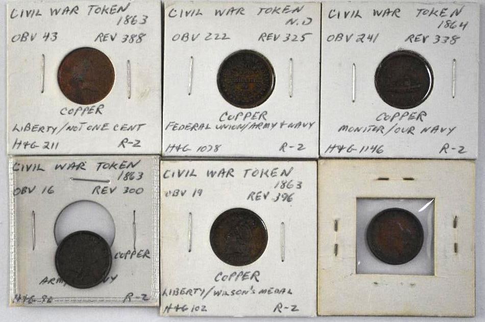 Group of (6) Civil War Tokens (1 of 2)