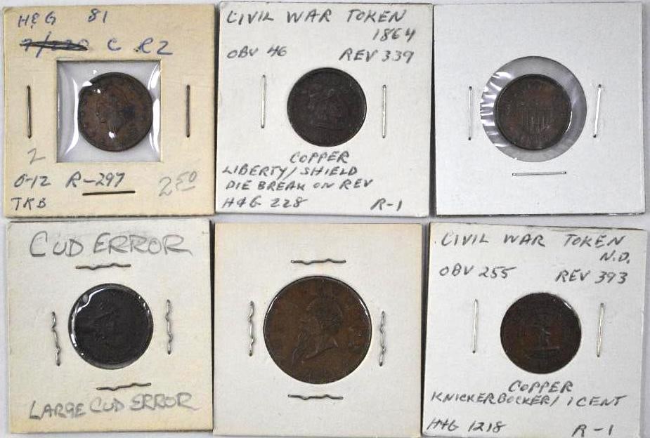 Group of (6) Civil War Tokens (1 of 2)