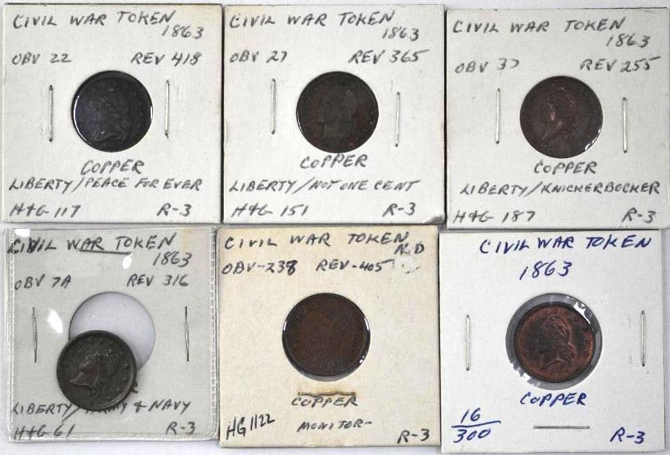 Group of (6) Civil War Tokens (1 of 2)