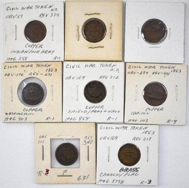 Group of (8) Civil War Tokens (1 of 2)
